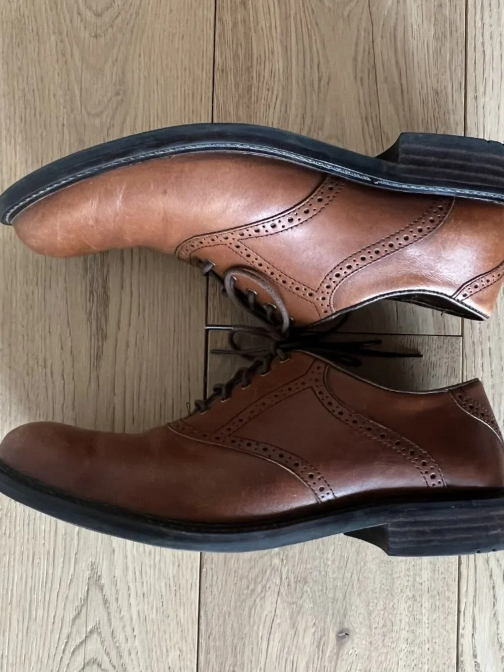 Johnston & Murphy Men’s Brown Leather Lace-Up Derby Dress Shoes Size 10.5 Medium